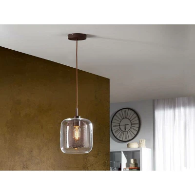 Image of Fox Crystal Ceiling Pendant Mesh Brown, E27
