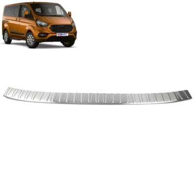 Image of ROBUST Chrome Rear Bumper Protector Scratch Guard Stainless steel for Ford Transit Tourneo Custom 2012 Onwards