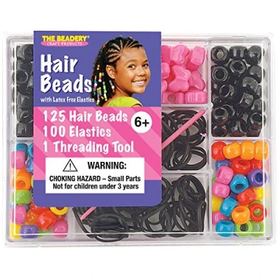 Image of Beadery Small Hair Bead Box Kit Circus, Plastic Elastic, Multicolor