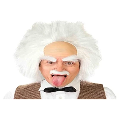 Image of FIESTAS GUIRCA White Einstein wig shot on a crazy scientist rubber cap