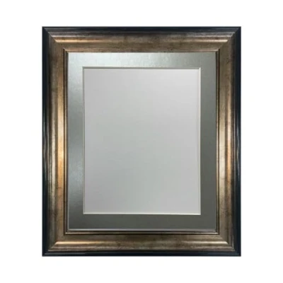 Image of FRAMES BY POST Scandi Black &amp; Gold Picture Photo Frame with Silver Mount A1 Image Size A2