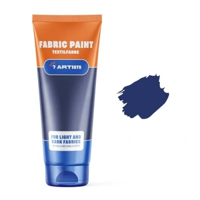 Image of 7 Artists Acrylic Blue Fabric Paint 60 ml Permanent for Clothes Non Toxic Silk Children &amp; Textile Paints Easy Washed Hands