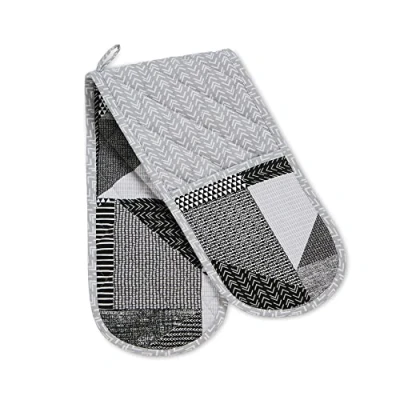 Image of Catherine Lansfield Kitchen Larsson Geo Cotton Double Oven Glove Grey