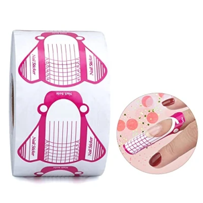 Image of G2PLUS Paper Nail Forms for Gel Builder 500PCS Extension Form Stickers Large Adhesive Nails