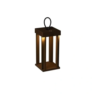 Image of Cannes Outdoor Effect Portable Lantern USB Rust Dimmable 42cm 2700, 3000K, IP54