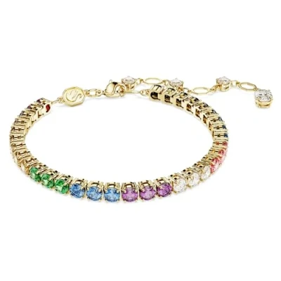 Image of Swarovski Matrix bracelet, Round cut, Multicoloured, Gold tone plated