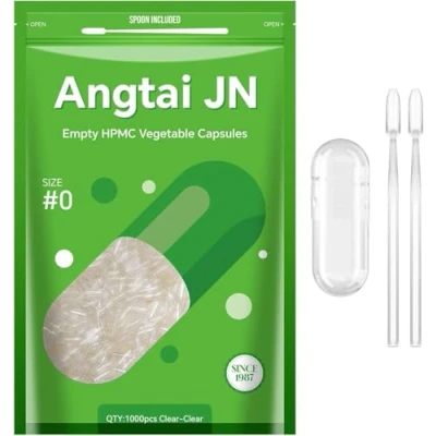 Image of ANGTAI JN Empty Capsules Size 0, 1000 Count DIY Clear Vegetarian and Vegan Pill Capsules,with Filling Kit,Kosher,ISO9001,Gluten Free, Halal Certified,Non GMO Certified