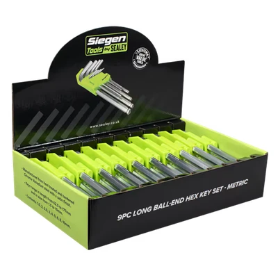 Image of Siegen Long Ball End Hex Key Set 9pc Display Box of 10