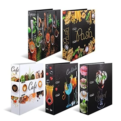 Image of HERMA A4 Recipe Binder Kitchen Set, 5 Pack, 7cm Wide, DIY Organizer, Gloss Finish Book Design with Inner Print
