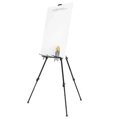 Image of Walimex pro easel XL 60 180cm, aluminum I ideal as a studio easel, table &amp; field for canvases up to HxD: 140x4cm, 6kg shelf holder