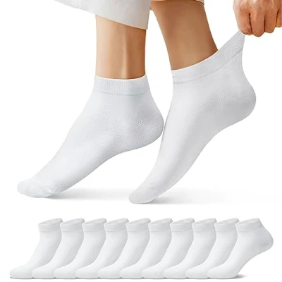 Image of FALARY Trainer Ankle Socks for Men Women 10 Pairs Sport Low short White 9 11