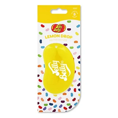 Image of Jelly Belly Car Air Freshener Lemon Drop 3D Hanging Freshener. Scent Lasts Up To 30 Days, Car, Home or Office. Genuine Fresheners for Women, Men and Kids