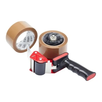 Image of Fit for The Job Tape Gun and Dispenser with 2 Rolls of Packaging Brown Ideal Packing Tape, Fragile Heavy Duty Efficient Sealing Needs