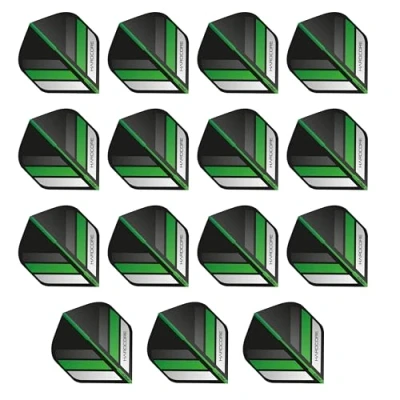 Image of RED DRAGON Hardcore XT Black and Green Stripe Extra Thick Standard Dart Flights 5 sets Per Pack (15 in total)