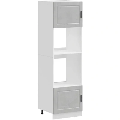 Image of vidaXL oven cabinets 2 pcs concrete grey engineered wood with adjustable feet, space saving design 60x57x207 cm for kitchen storage