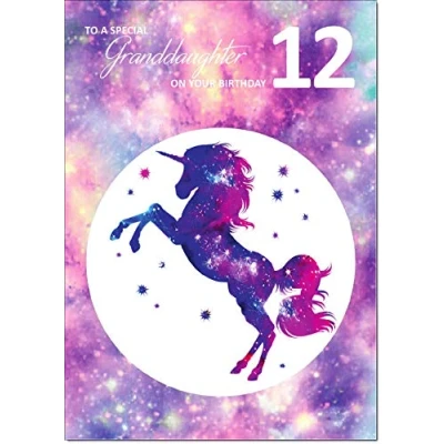 Image of doodlecards Granddaughter 12th Birthday Card Medium Size with Plain Envelope
