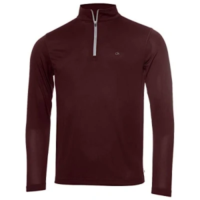 Image of Calvin Klein Mens Harlem 1/4 Zip Pullover Burgundy S