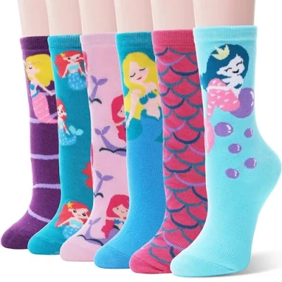 Image of EBMORE Girls Cotton Socks Cute Unicorn Pattern Soft Novelty Gift For Kid Child 6 Pack(Mermaid K,3 5 Y)