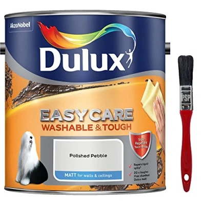 Image of New 2017 Dulux Easycare Washable &amp; Tough Matt Polished Pebble 2.5L with Unique Stain Repellent Technology. Includes PSP Touch up Brush.