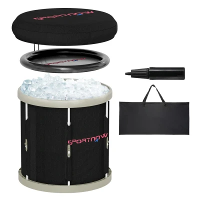 Image of SPORTNOW Ice Bath Tub Outdoor, 210L Portable Cold Water Therapy Tub, Recovery Plunge Pool with Lid, Cover and Carry Bag for Athletes, Black