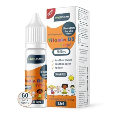 Image of ProHealth Preservative Free Vegan Vitamin D3 Drops for Infants &amp; Children Sugar Free, All Natural, NHS Approved (60 Days Supply)