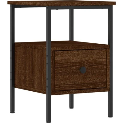 Image of vidaXL Bedside Cabinet Brown Oak 34x36x50 cm Engineered Wood