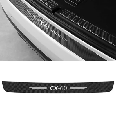 Image of Car Rear Bumper Protector Strip for Mazda CX60 CX 60,Rear Trunk Sill Plate Cover Protective Sticker,Rear Guard Carbon Fiber Door Strips,Black