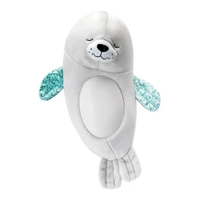 Image of Infantino Sweet Dreams Sound &amp; Light Soothe Baby Seal Plush Cuddly Relaxing Sensory Night Melodies Newborns Easy to Clean One Size Grey 0M+