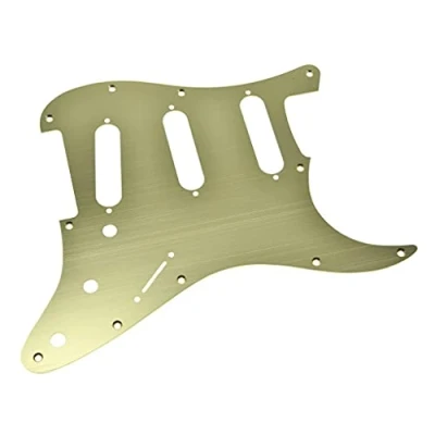 Image of Dopro 11 Hole Aluminum Anodized Modern Style Strat SSS Guitar Pickguard Scratch Plate for American/Mexican FD Stratocaster Gold