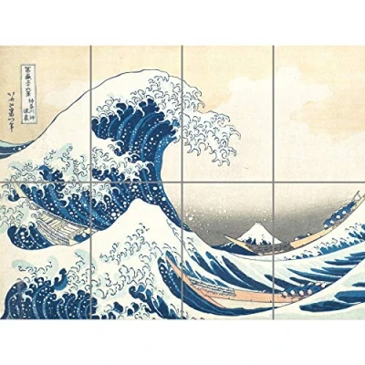 Image of Artery8 Hokusai Great Wave off Kanagawa Japanese Woodblock XL Giant Panel Poster (8 Sections)