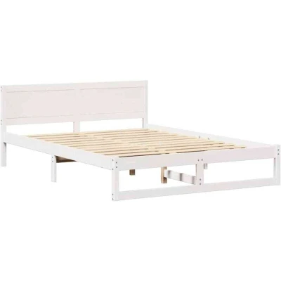Image of vidaXL Bed Frame White Solid Pine Wood 160 x 200 cm Durable Modern
