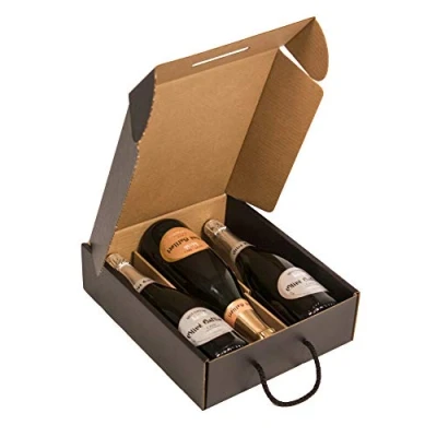 Image of Only Boxes Case for 3 Bottles Cardboard Box Champagne or Matte Black 4 Units
