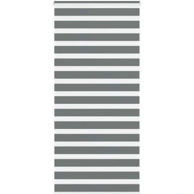 Image of vidaXL Zebra Blind Dark Grey 95x230 cm Fabric Width 90.9 Polyester