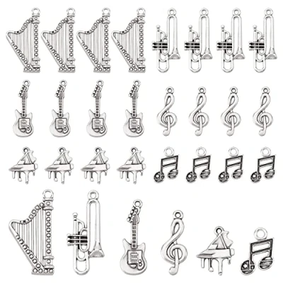 Image of PandaHall Set of 5 Tibetan Alloy Pendant Kits, Antique Silver, 17 35x10 16x1 2.5mm, Hole: 1 3mm, Metal