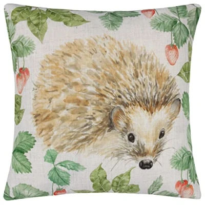 Image of Evans Lichfield Grove Hedgehog Watercolour Printed Filled Cushion Natural One Size