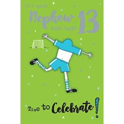 Image of To A Special Nephew 13 13th Today Football Happy Birthday Card Lovely Verse