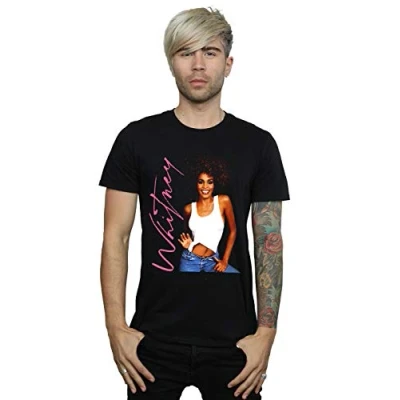 Image of Absolute Cult Whitney Houston Men&#039;s Smile T Shirt Black Large