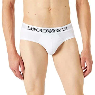 Image of Emporio Armani Men&#039;s Letter Iconic Logo Band Boxer Briefs, White, XL UK