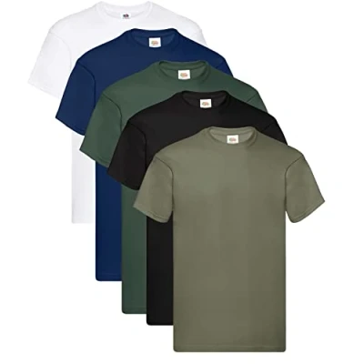 Image of Fruit of the Loom Men&#039;s Original T Shirt (Pack 1), 1 White Olive Bottle Black Navy + Hl Purchase Notepad, M