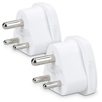 Image of kwmobile 2x Travel Adapter Type D Universal to Socket for Holidays in India, Sri Lanka, Nepal, UAE, Nigeria White 2 Pack