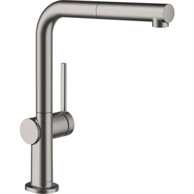 Image of hansgrohe Talis M54 kitchen tap with pull out spray, 1 sink spout height 270 mm, mixer swivel spout, brushed black chrome, 72808340