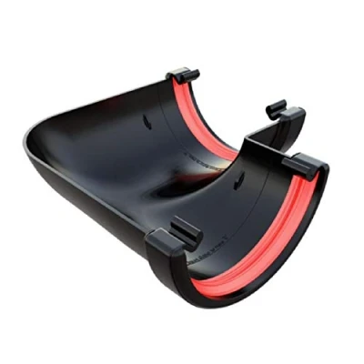 Image of Black Round Gutter 90 Degree Angle Joint, Freeflow 112mm Rain Water Systems