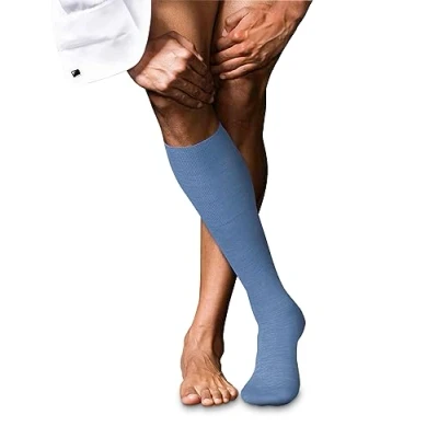 Image of FALKE Men&#039;s No. 6 M KH Wool Silk Long Plain 1 Pair Knee High Socks, Blue (Arcticblue 6367), 7 8