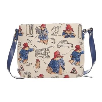 Image of Signare Paddington Bear Crossbody Bag Shoulder Small Satchel for Woman Compact Design Features Slip Pocket and Zip Storage Iconic 1958 Illustrations by Peggy Fortnum 25cm (W)