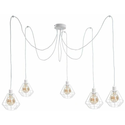 Image of Foskal Cluster Pendant Ceiling Light White, 5x E27