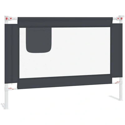 Image of vidaXL Toddler Safety Bed Rail Adjustable Height, Dark Grey 90x25 cm Durable Polyester Fabric &amp; Metal Construction User friendly Easy to Clean Suitable for 18 Months 5 Years old