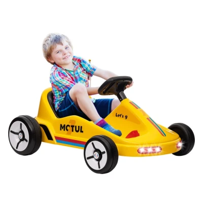 Image of AIYAPLAY Electric Go Kart, 6V Battery Powerd Kids Kart with Music, Light, Horn, Ride on Car for 3 5 Years, Yellow
