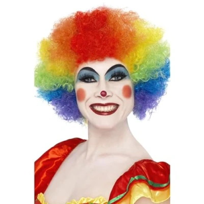 Image of Smiffys Crazy Clown Wig, Rainbow 120g, Circus Fancy Dress, Dress Up Wigs