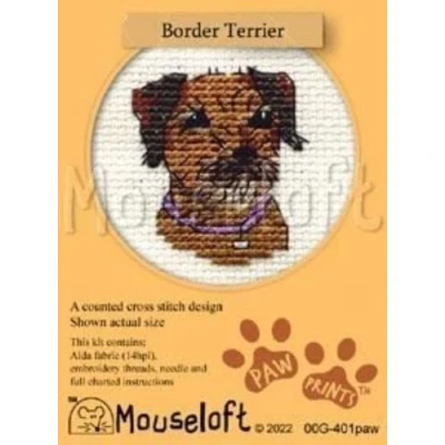 Image of Mouseloft Pawprints Border Terrier mini counted cross stitch kit