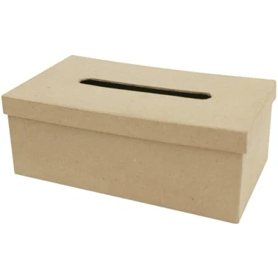 Image of Décopatch Ref AC657O Rectangular Tissue Box Papier Maché Object to Decorate 14 x 25 9cm with Papers &amp; PaperPatch Glue, Glitter, Paints